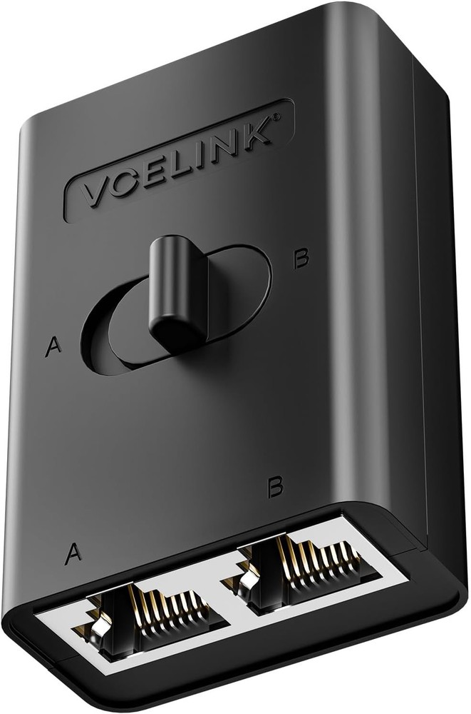 VCELINK RJ45-Netzwerk-Switch, Ethernet-Splitter, 2 Anschlüsse, 1-Out oder...
