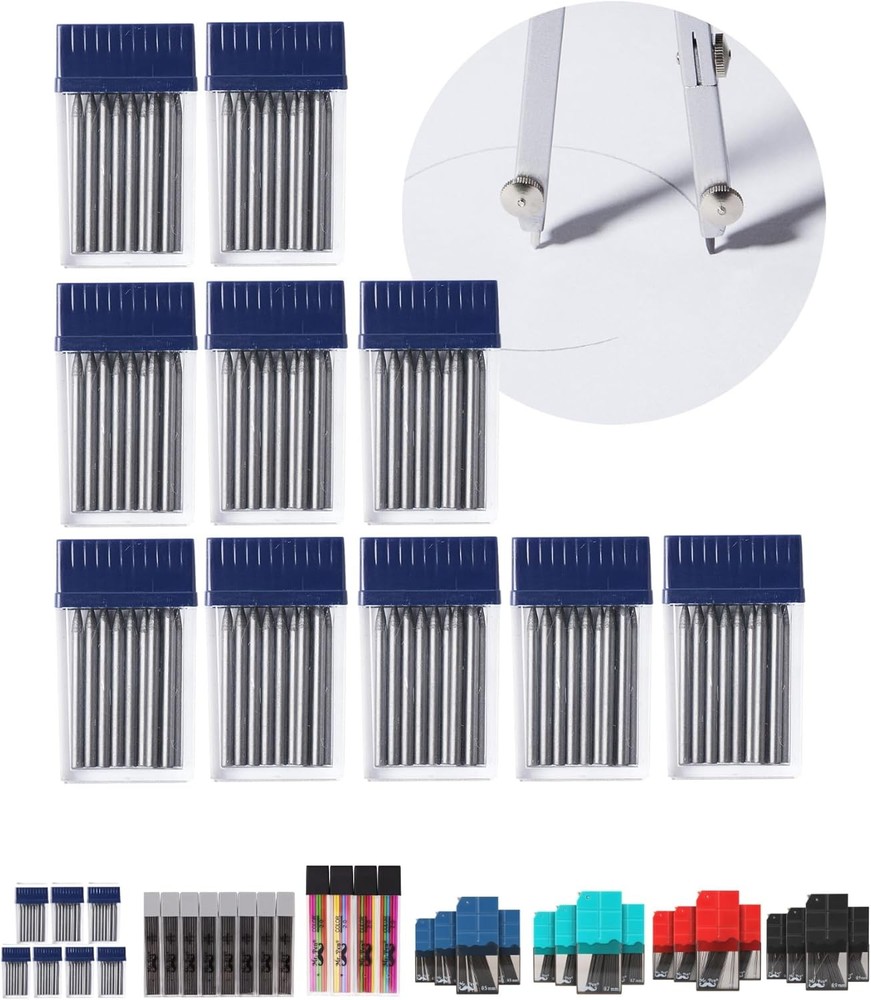 Mr. Pen- 100pcs 2mm Graphite Compass Leads for Drawing Circles, Geometry & Draft