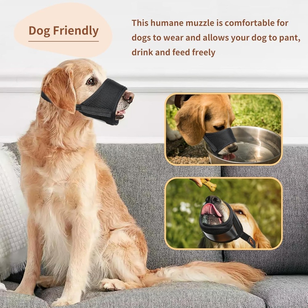 Comfortable Air Mesh Muzzle for Dogs - Anti-Biting & Drinking Space, XL Size
