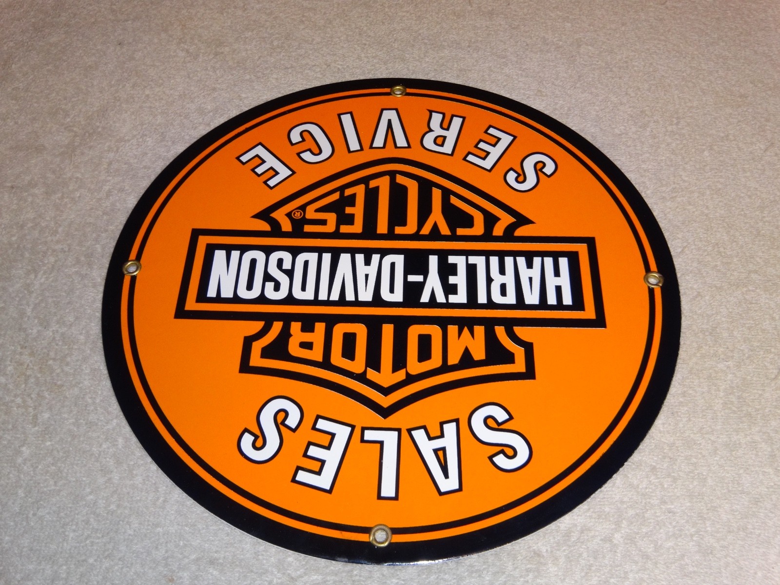 VINTAGE HARLEY DAVIDSON MOTORCYCLE SALES SERVICE DEALER PORCELAIN GASOLINE SIGN!