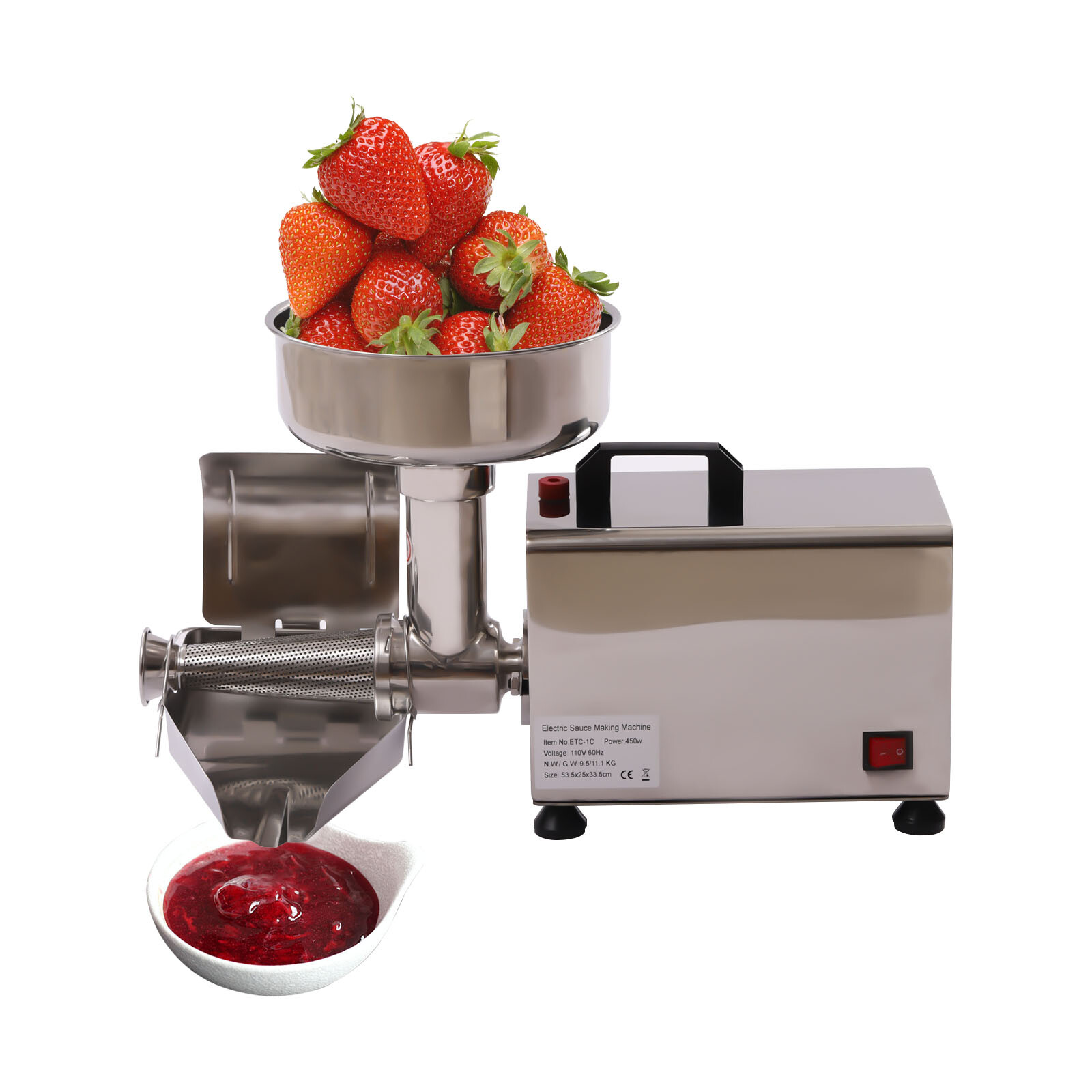 Electric Stainless Tomato Strainer Tomato Press Sauce Maker Machine 450W 110V