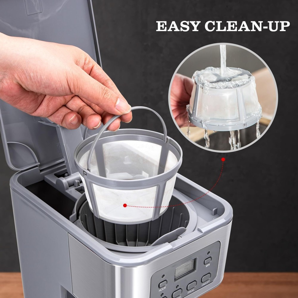 12-Cup Programmable Coffee Maker, Automatic Shut-Off, Gray and Stainless Steel