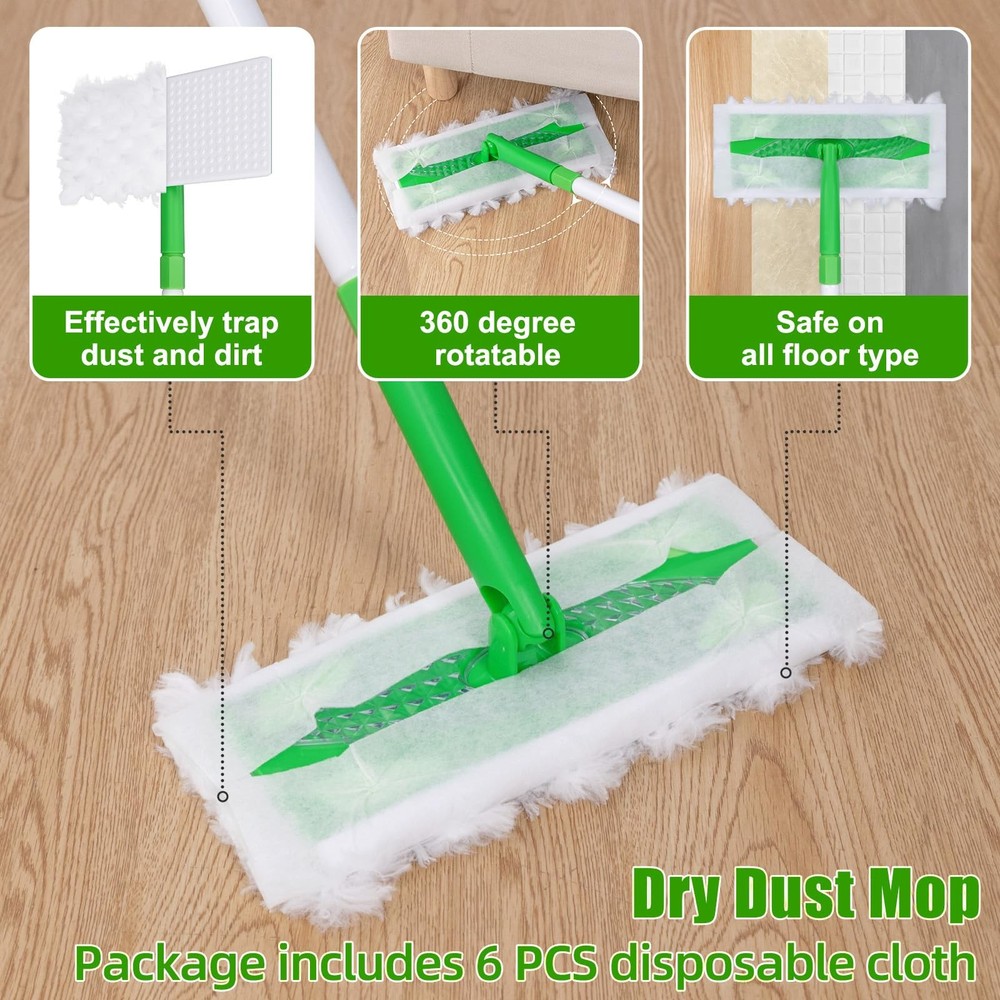 Baseboard Cleaner Tool with Handle, Extendable Long Handle Baseboard Floor Clean