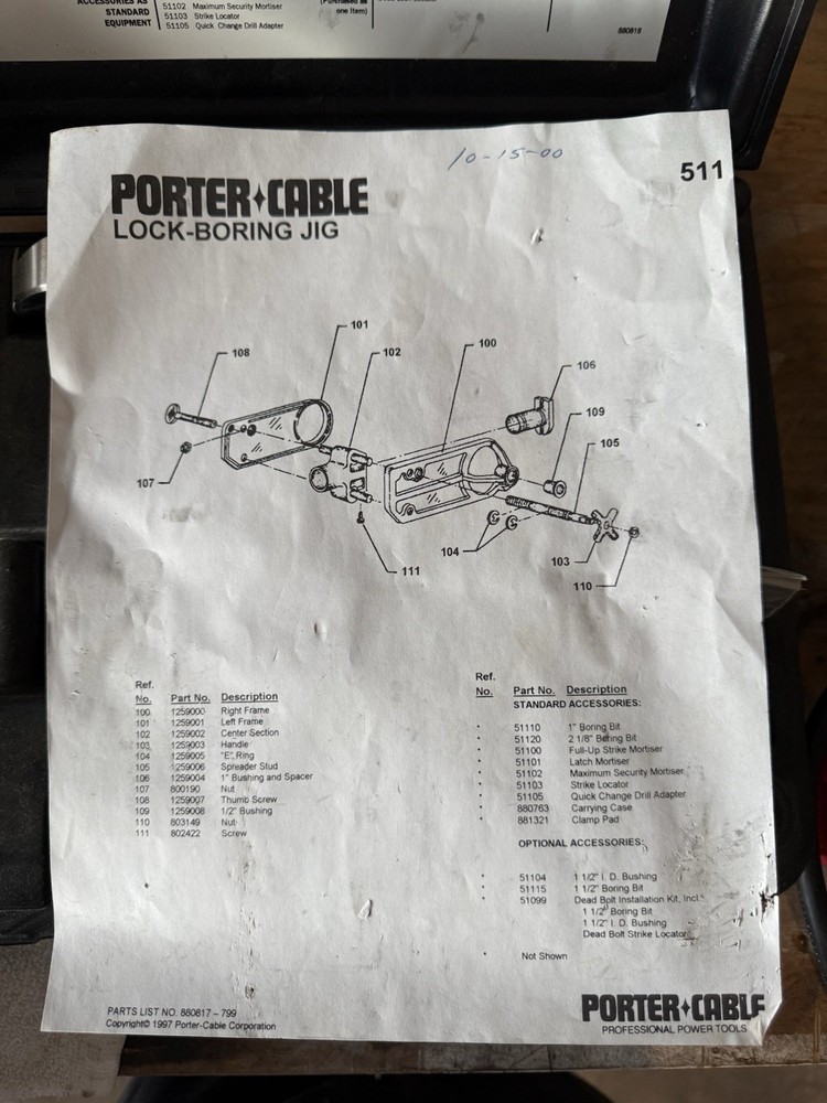 Porter Cable Lock Boring Jig Incomplete