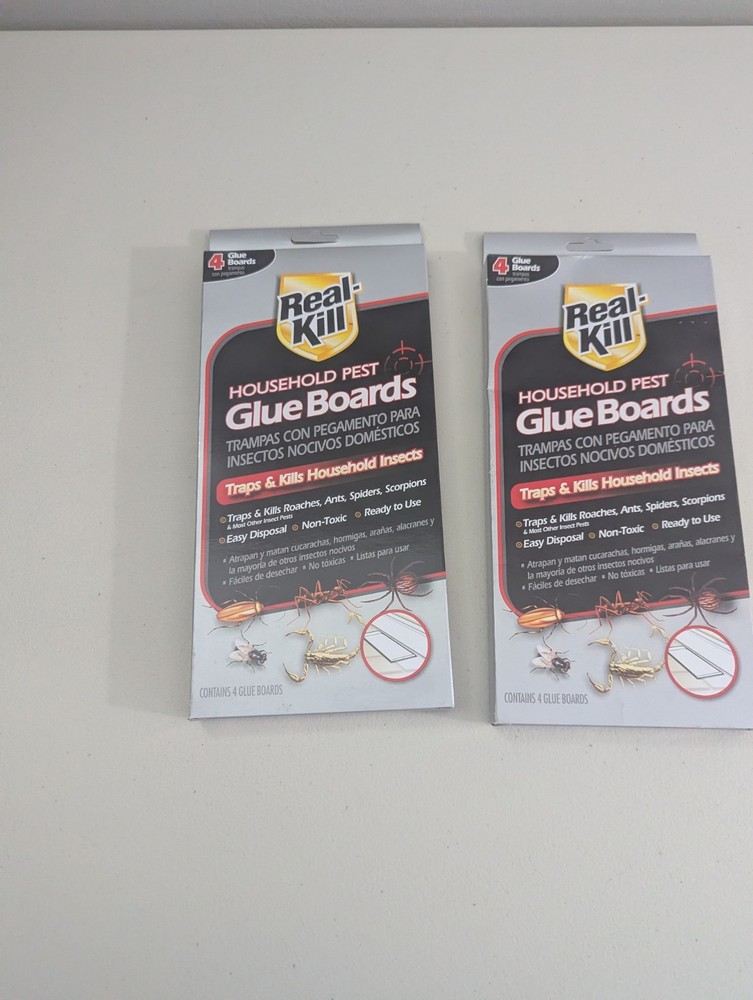 Real-Kill Glue Traps Roach Ant Spider Insect Pest Killer Boards Indoor 2-Pack