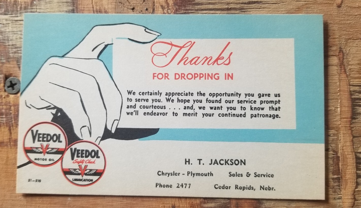 Vintage Veedol Service Postcard new unused old stock card #2
