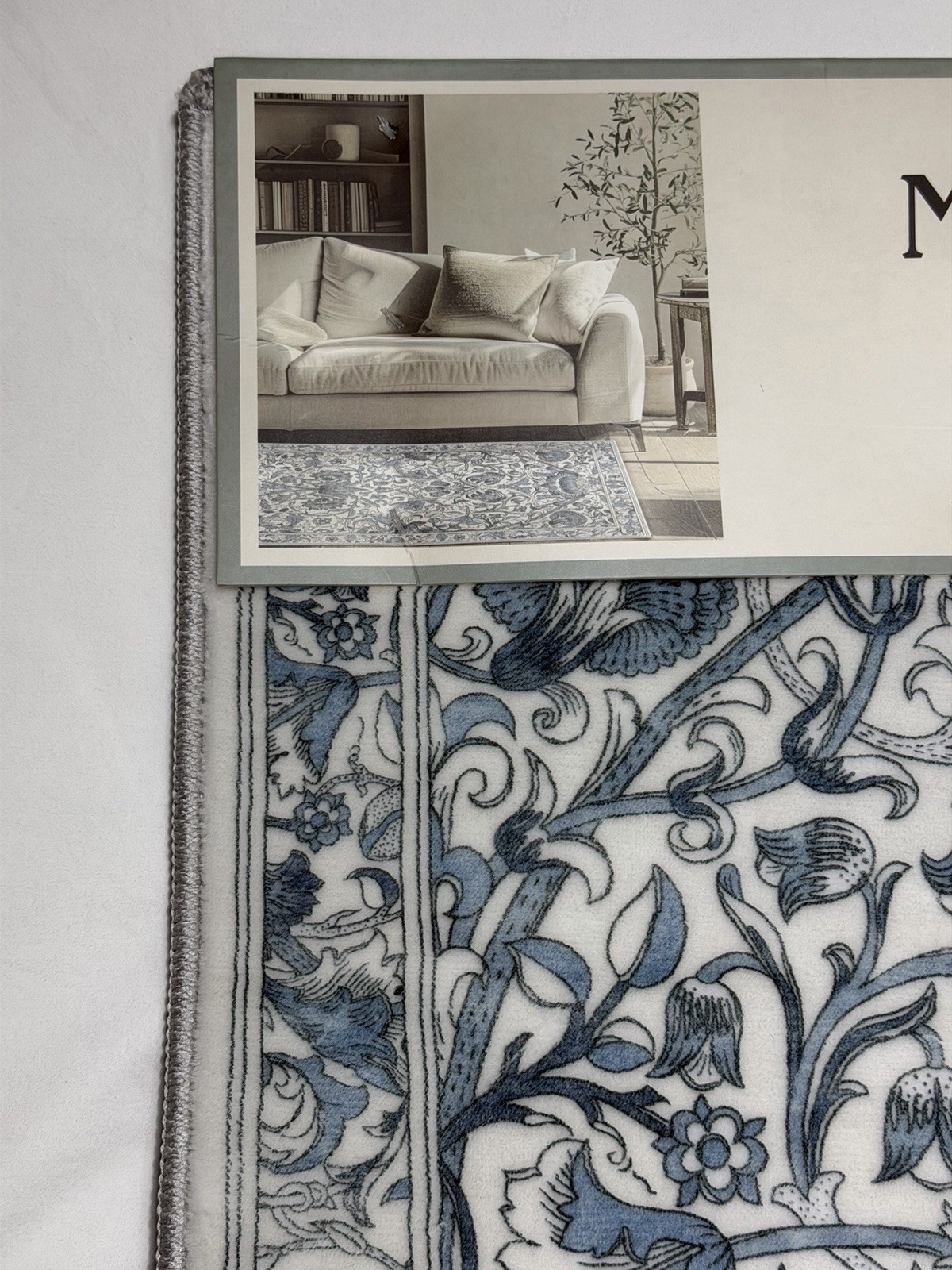 NEW Morris & Co 2 Piece Accent Rug Set Lodden Blue White 2'x5' Washable 24"x36"