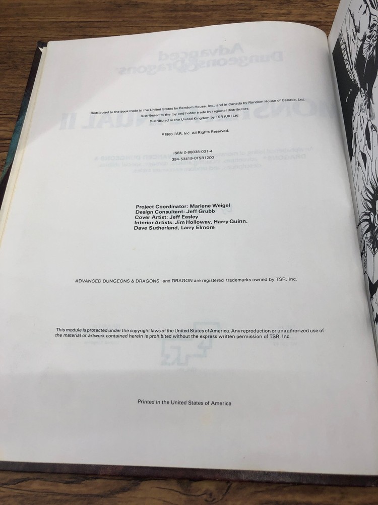 Advanced Dungeons & Dragons: Monster Manual II 1983