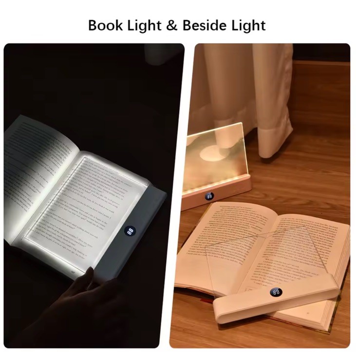 Book Light, Rechargeable Clear LED Flat Reading Light with 3 Colors & Timer