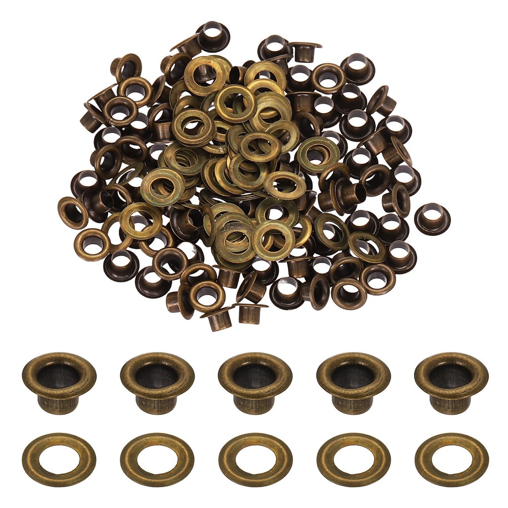 100 Sets Grommets Eyelets, 2.8mm Brass Self Backing Eyelets, Bronze
