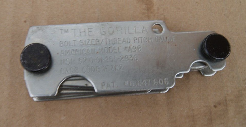 THE GORILLA A98 BOLT SIZER-THREAD PITCH GAUGE