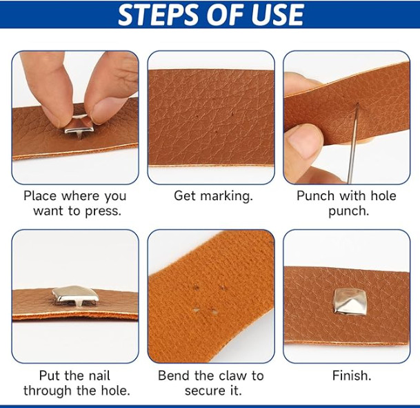 1300 Pieces 10 Mm Silver Pyramid Studs for Clothing, Four-Jaw Square Metal Studs