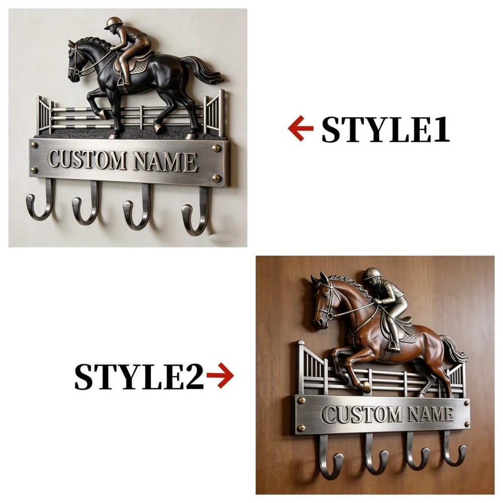 Personalized equestrian-themed hooks key holder