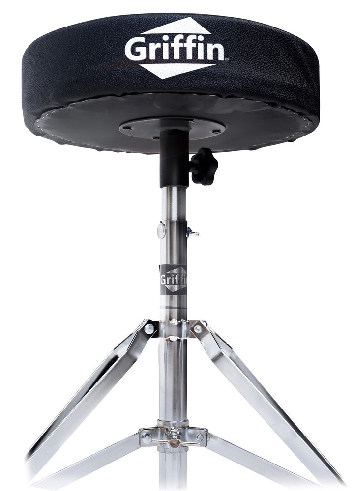 Drum Throne, Base Drum Pedal & Cymbal Stand 3-BUNDLE Deluxe Chrome Package Mount