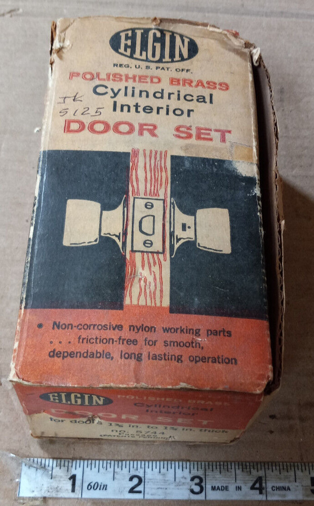 Elgin Polished Brass Cylindrical Interior Door Set - NOS