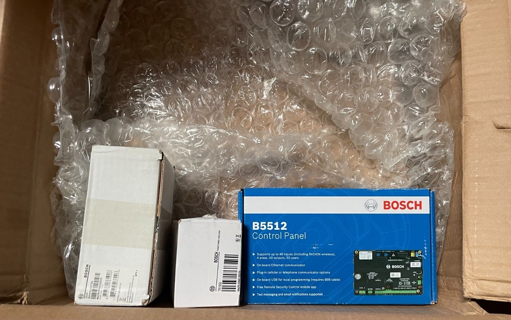 Bosch Complete Security Control Panel Kit – B5512-D, D8103 Enclosure, TR1850