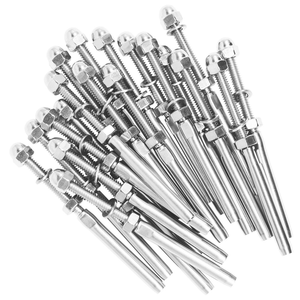 20 Pack 3/16" Cable Railing Swage Threaded Stud Tension End Fitting Terminal ...