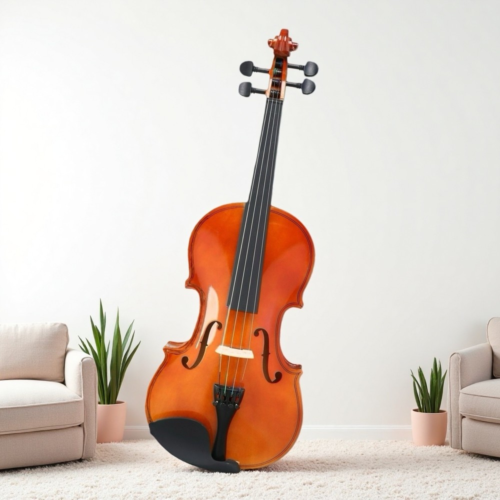 4/4 Full Size Acoustic Beginner Violin Set - Shoulder Rest, Strings, Natural