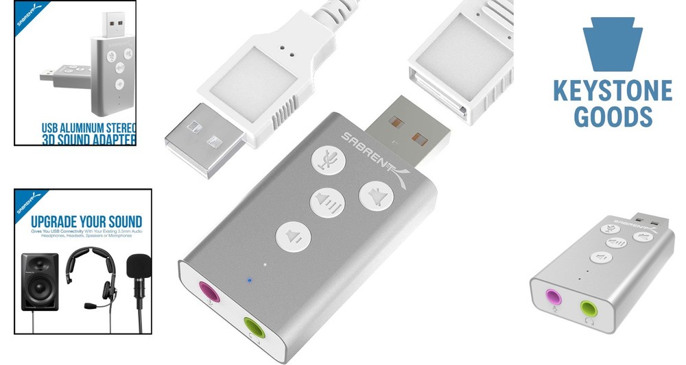 USB 3D Stereo Sound Adapter for Windows & Mac