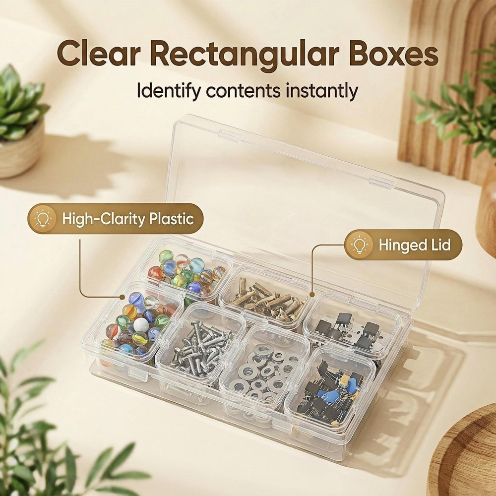 Mixed Storage System,2-Pack Outer Cases with 7 Plastic Boxes & 8 Aluminum Tin...