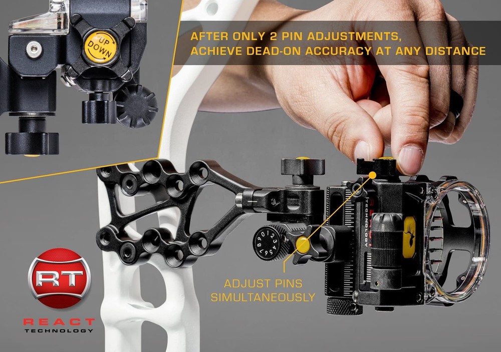 Trophy Ridge React Pro 7 Pin Archery Bow Sight - Tool Less Windage and Elevat...