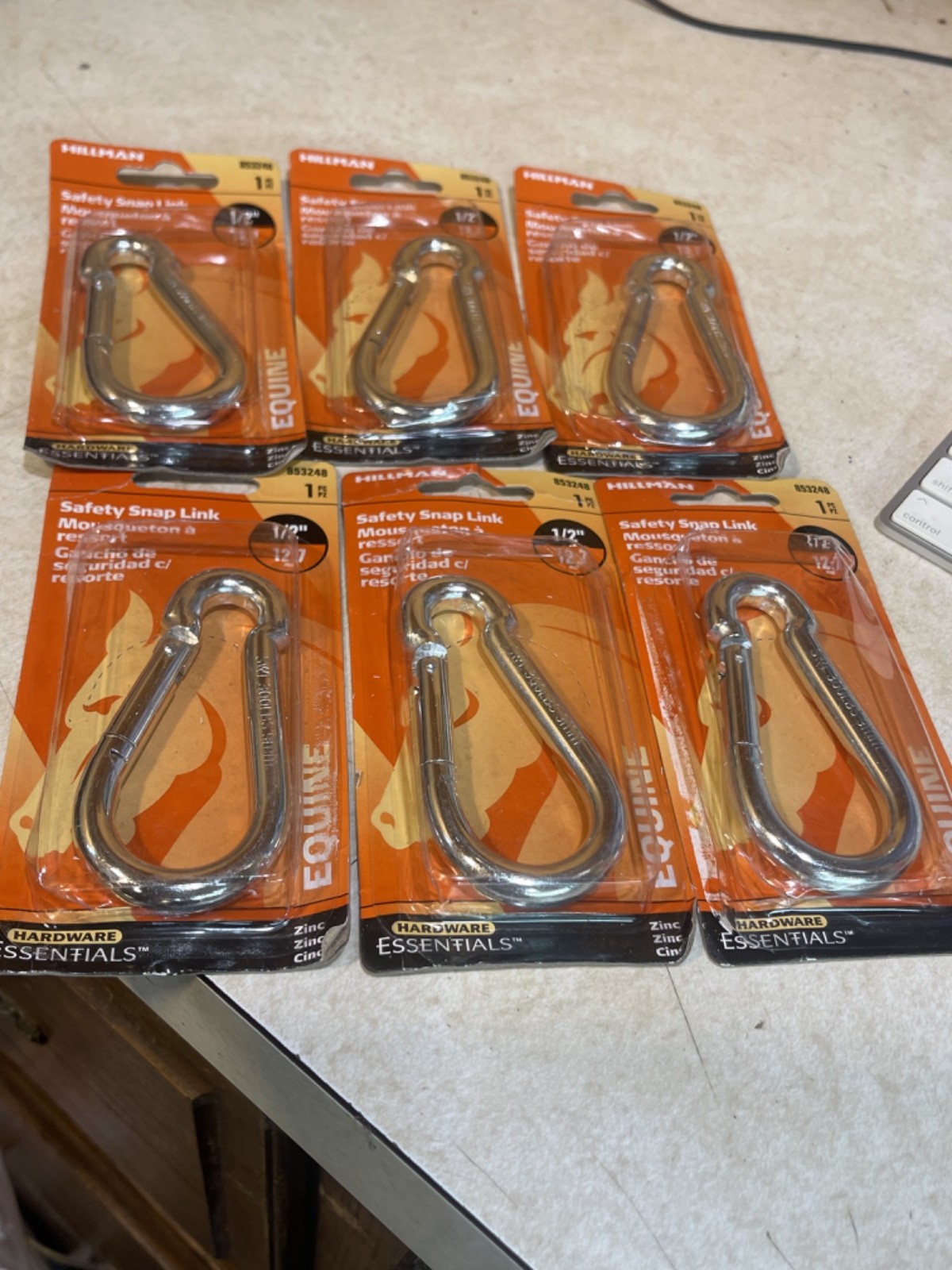 (6-Pk) Equine Hillman Safety Snap Link Zinc 1/2”" x 3-1/2" 853248 300LBS (M3)