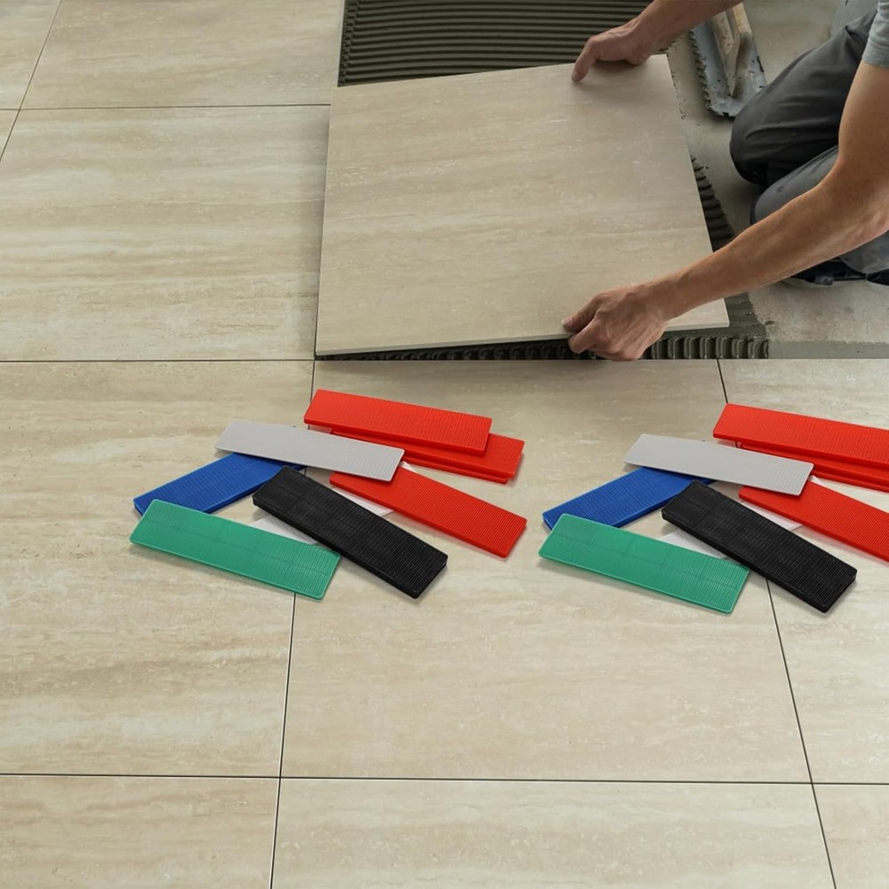 300 Pcs Plastic Flat Shims for Leveling, 6 Size Structural Tile Composite Shims