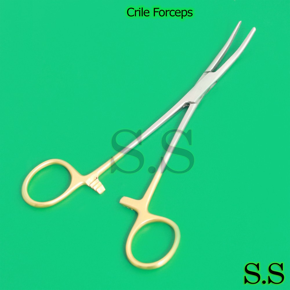 CRILE HEMOSTAT LOCKING FORCEPS 6.25" Cvd Half Gold Handle