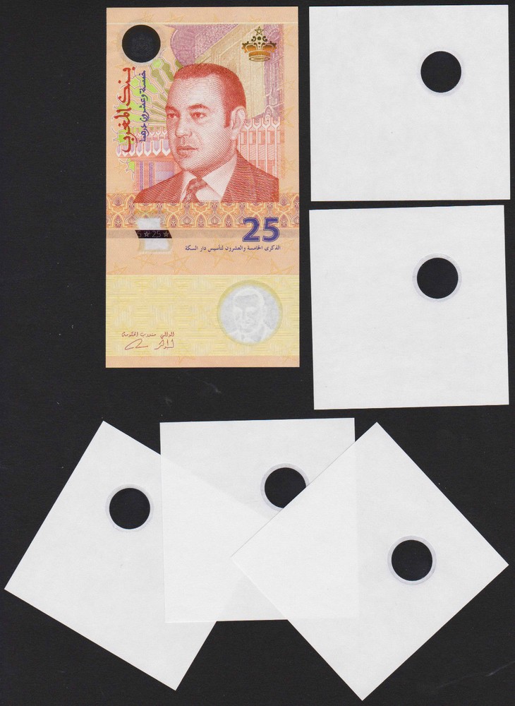 MOROCCO 25 DIRHAMS P73 2012 + 5 POLYMER PROOF RARE COMMEMORATIVE UNC KING NOTE