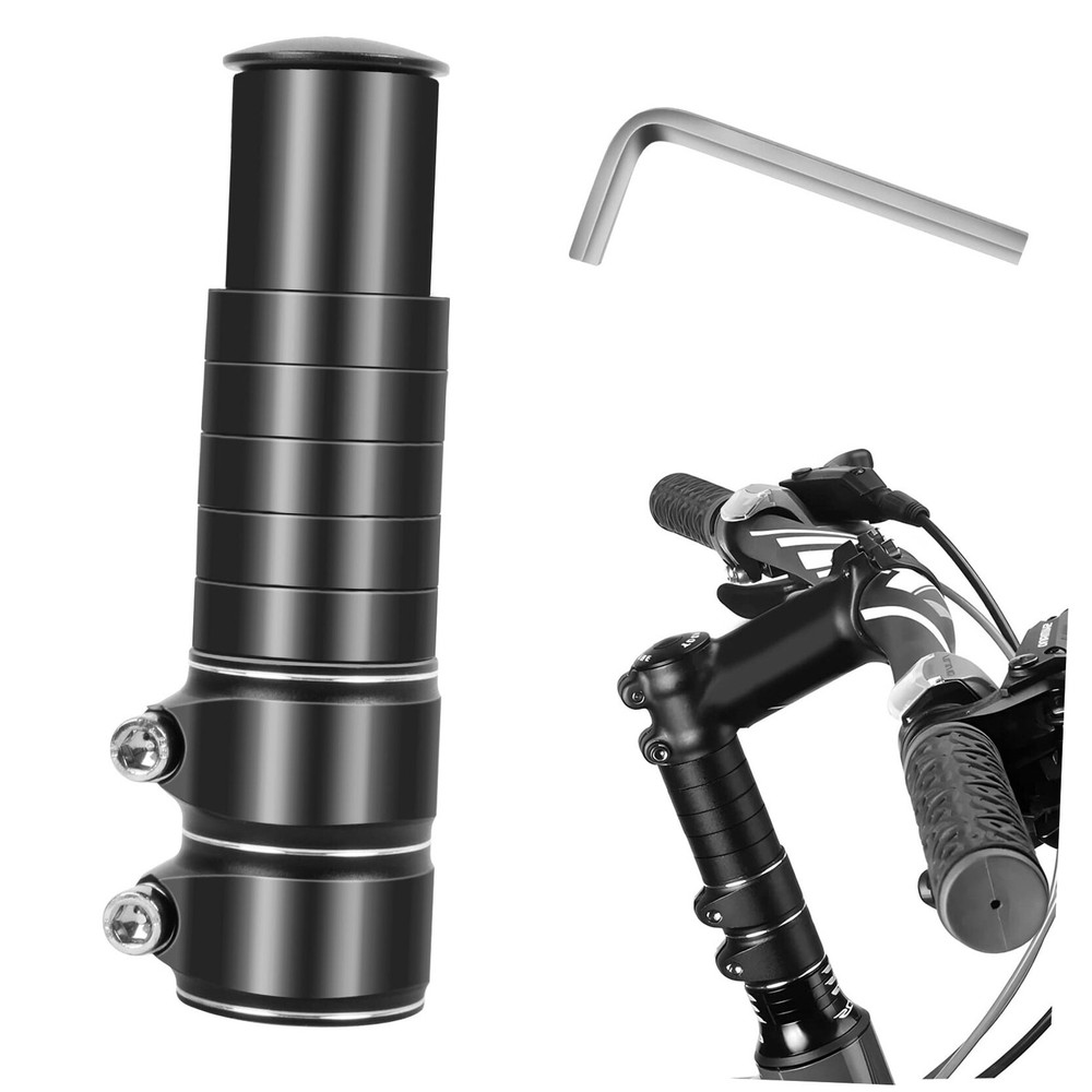 Bike Stem Riser Adjustable Bicycle Handlebar Extender Increases Bar black 5.3"
