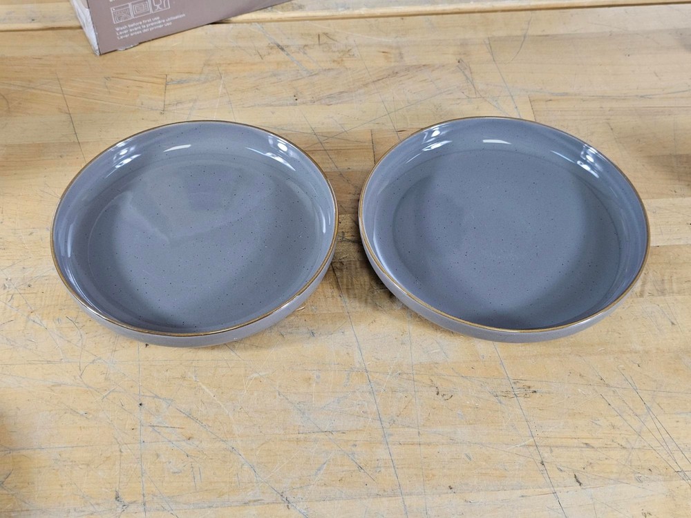 2 PACK - 8" Salad Plates - Over&Back Options Dinnerware Stoneware Speckled Grey