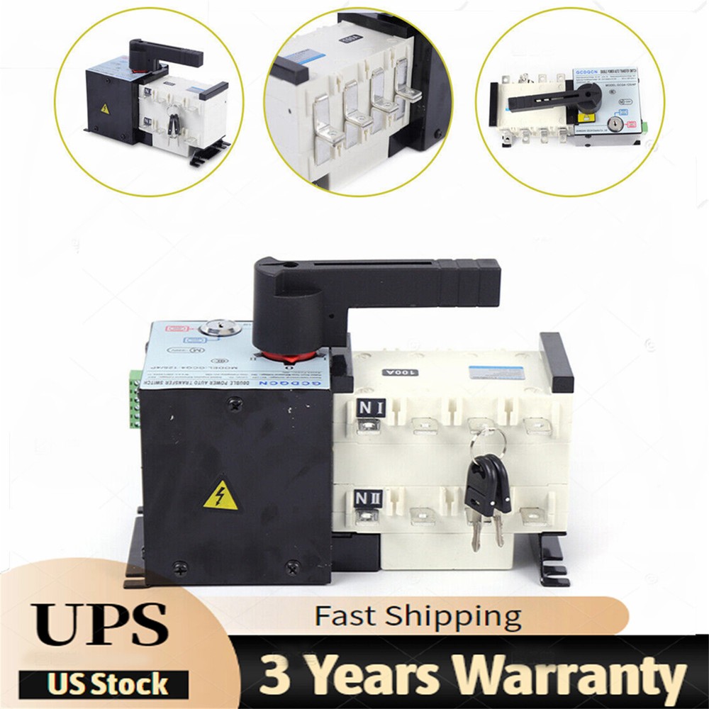 100 AMP  GENERATOR AUTOMATIC TRANSFER SWITCH 4P 50/60Hz Dual Power PC Level