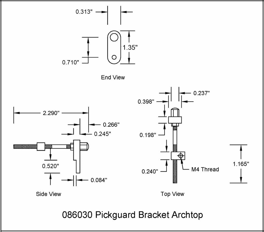 Pickguard Bracket Archtop Side Mount Chrome 086030CH