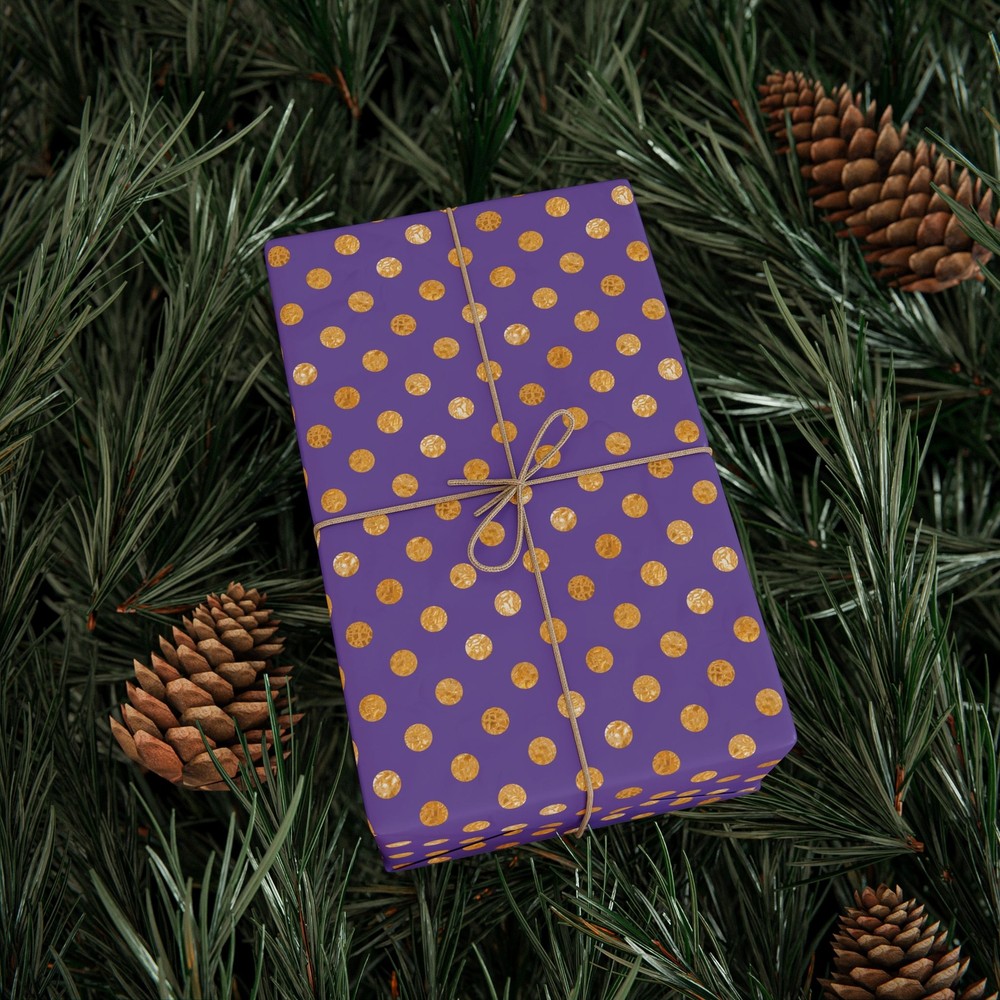 Purple With Gold Polka Dot Wrapping Papers