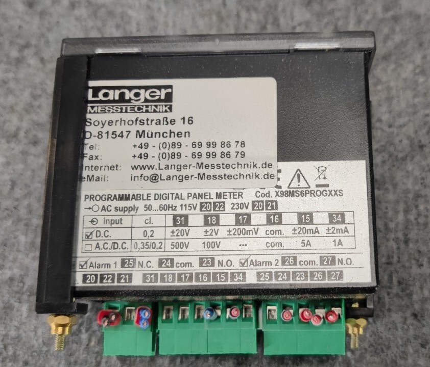 FRER / LONG MEASURING TECHNOLOGY X98MS6PROGXXS PROGRAMMABLE DIGITAL PANEL METER