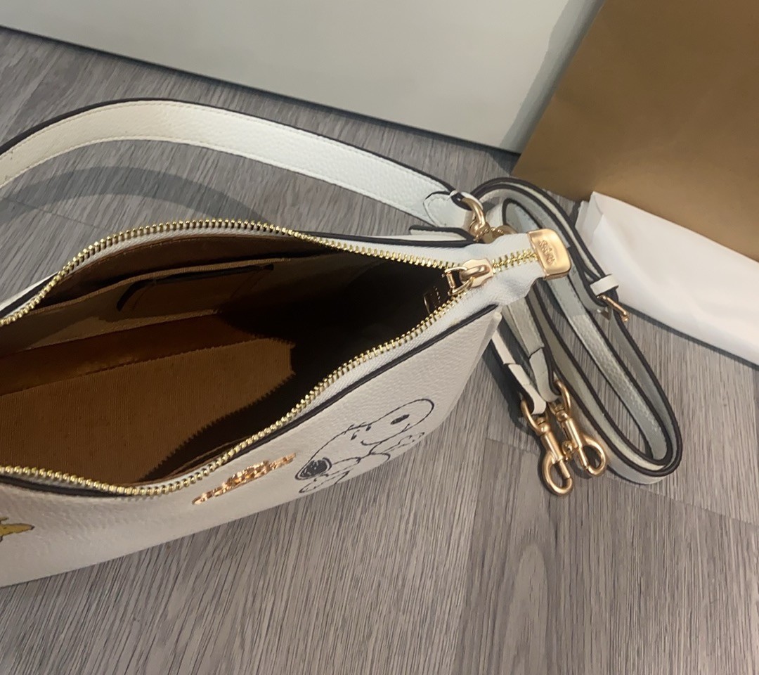 Coach CBJ76 x Peanuts Teri Shoulder Bag Snoopy Print Handbag Chalk Multi NEW A+