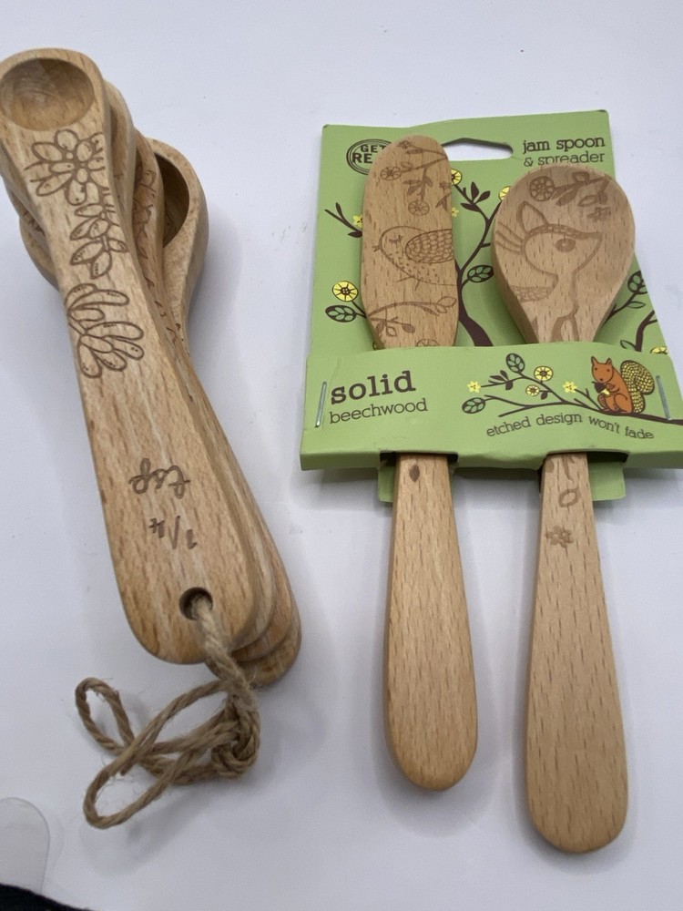 Talisman Designs Beechwood Jam Spreader & Measuring Spoon Sets