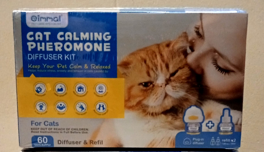 Immal Cat Calming Pheromone Diffuser Plus 2 Refills 60 Day Kit Exp. 2028 Sealed!