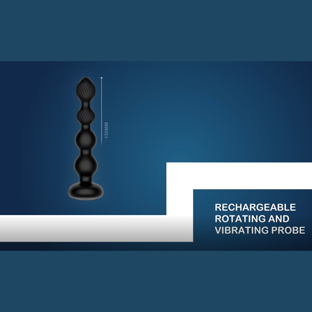 Rechargeable Remote Control Butt Plug with Rotating Beads Multi-Speed Probe Toy
