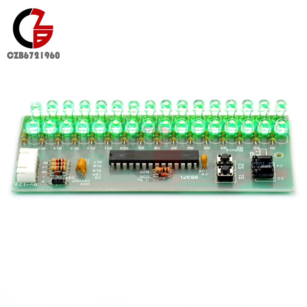 16 LED 2-Channel MCU Adjustable Display Pattern LED VU Meter Level Indicator