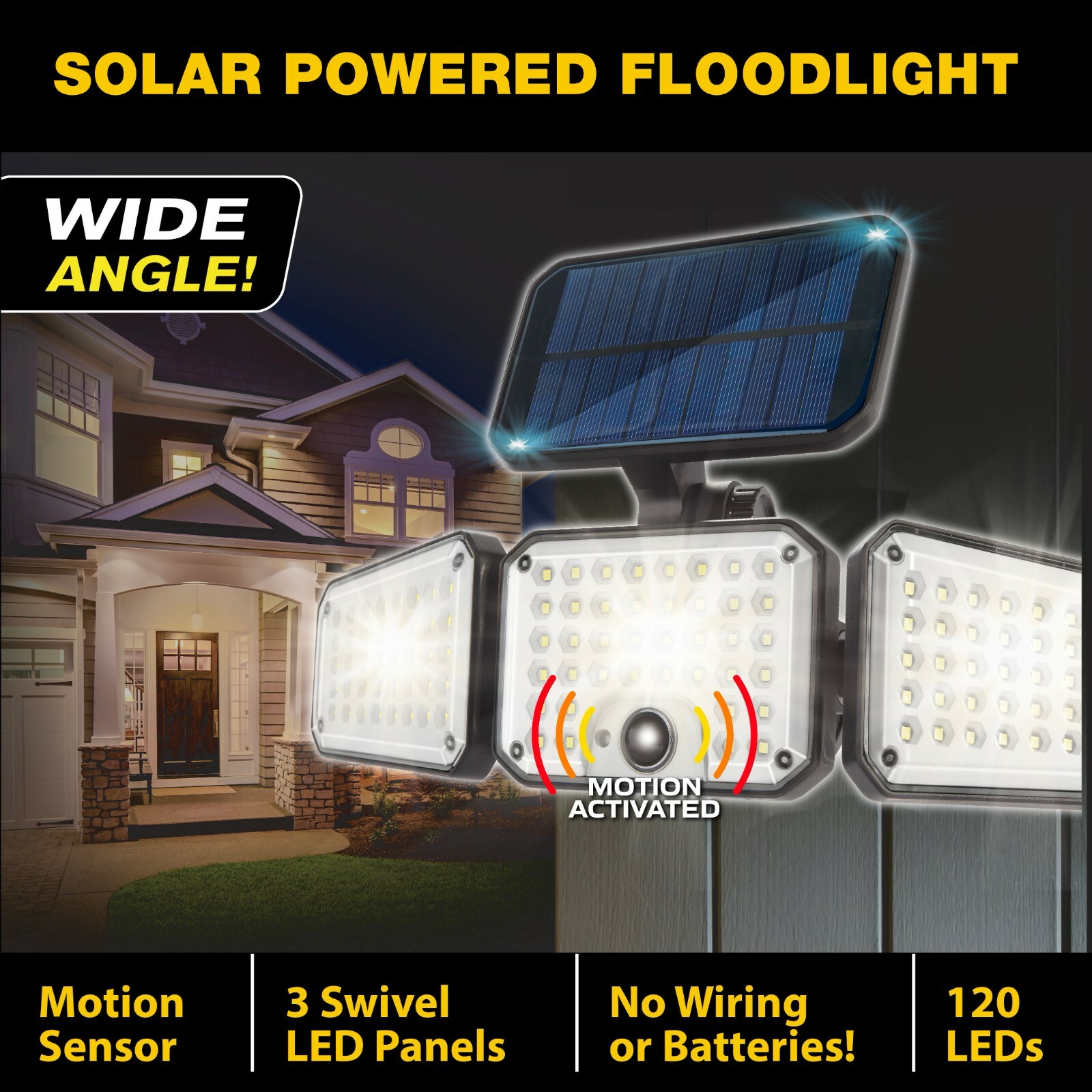 Bell + Howell Bionic Flood Light Max Solar Powered LED Motion Sensor Light