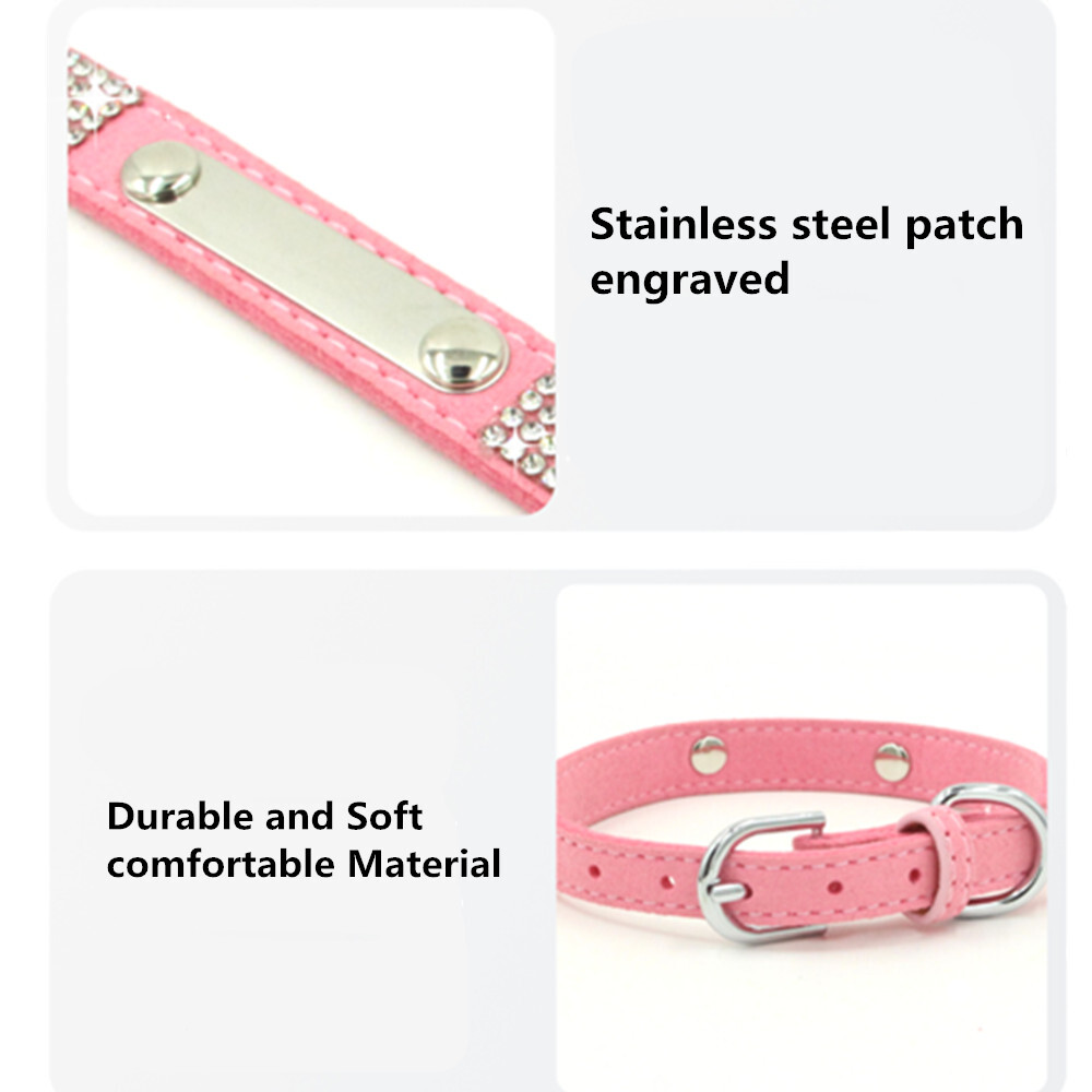 Rhinestones Personalized dog collar Bling engraved custom ID tag Name / Number