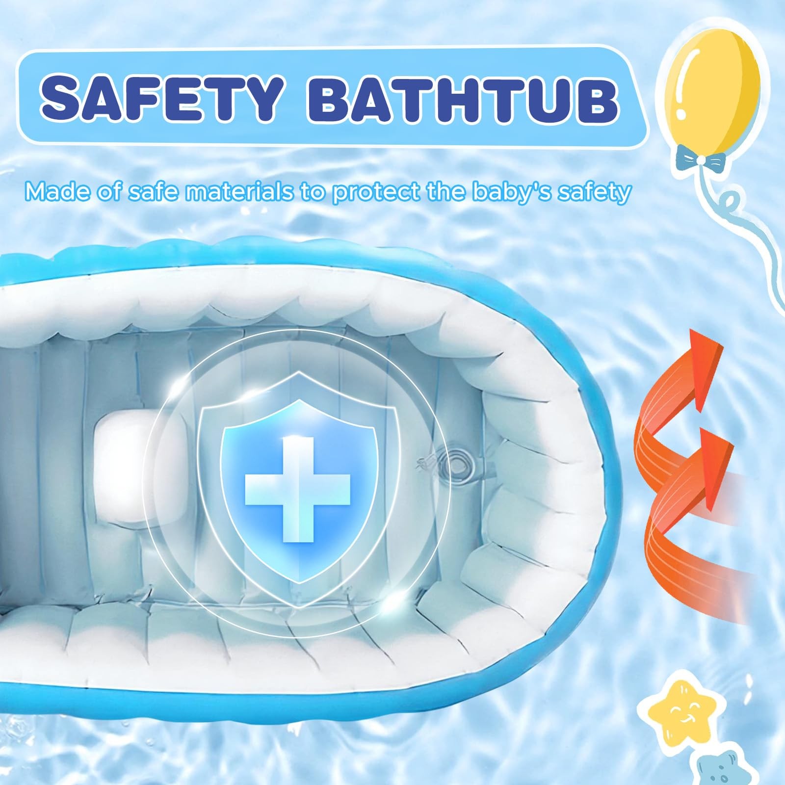 Bañera Inflable Azul Con Bomba De Aire Para Bebes Niño 6-12 Meses Recien Nacidos