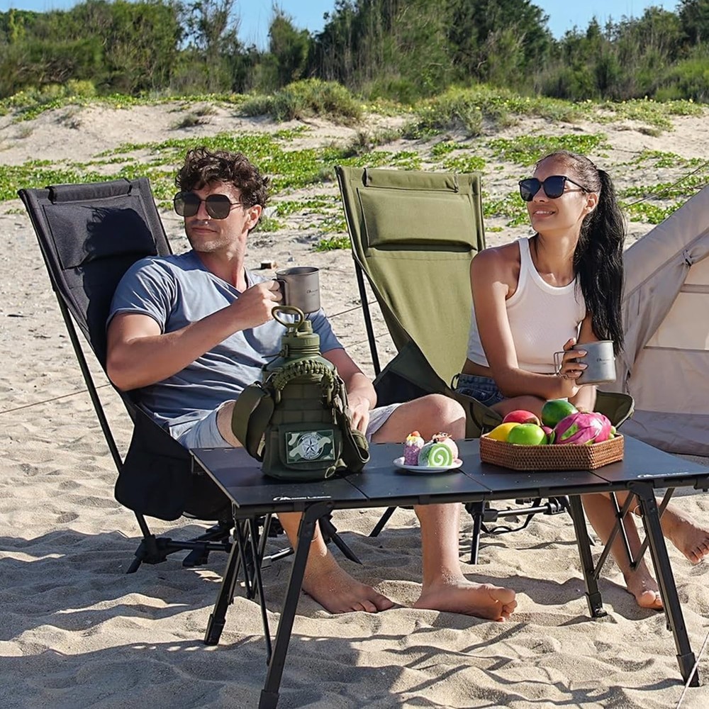 High Back Folding Camping Chairs, Height-Adjustable, Widened Seat, for Beach ...