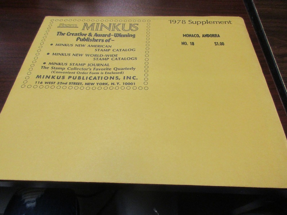 "MINKUS"  1978  SUPPLEMENT  MONACO, ANDORRA     W/FREE SHIPPING!!!