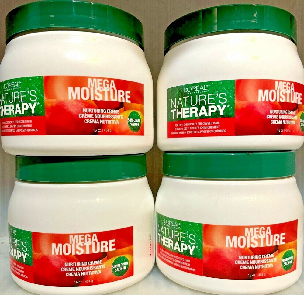 L'OREAL MEGA MOISTURE DEEP CONDITIONING NURTURING CREME 16 OZ 4 JARS