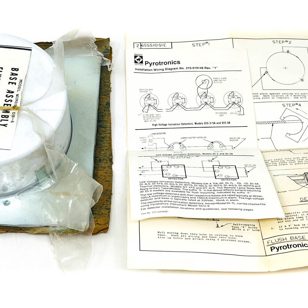 Pyrotronics Model DB-6 Flush Mounting Alarm Detector Base Assembly 595-315392