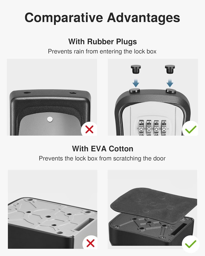 Lock Box, Portable Key Lock Box with Removable Cable Handle, Resettable Combinat