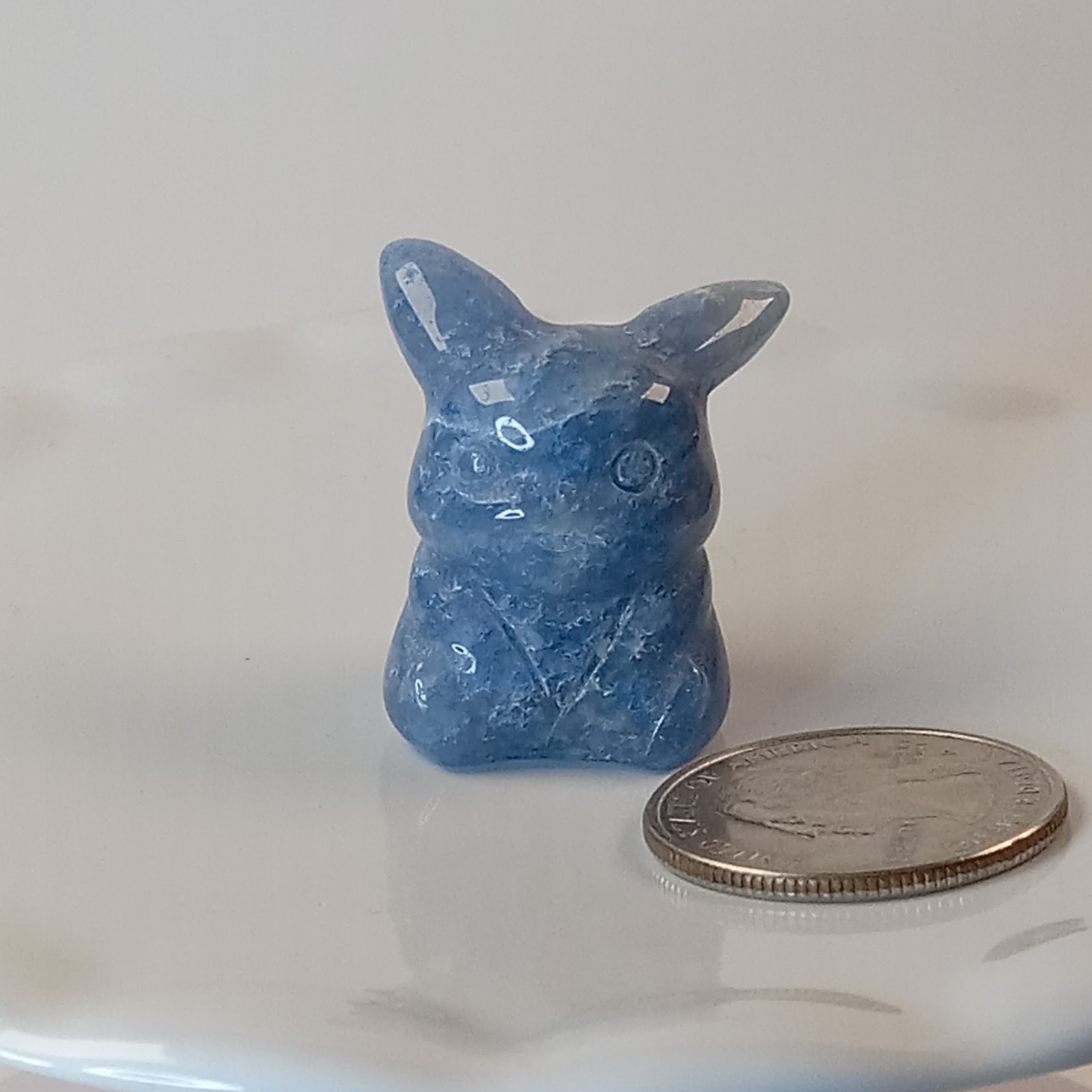 Blue Aventurine Crystal Pikachu Character Pokemon Carving 18g | D40