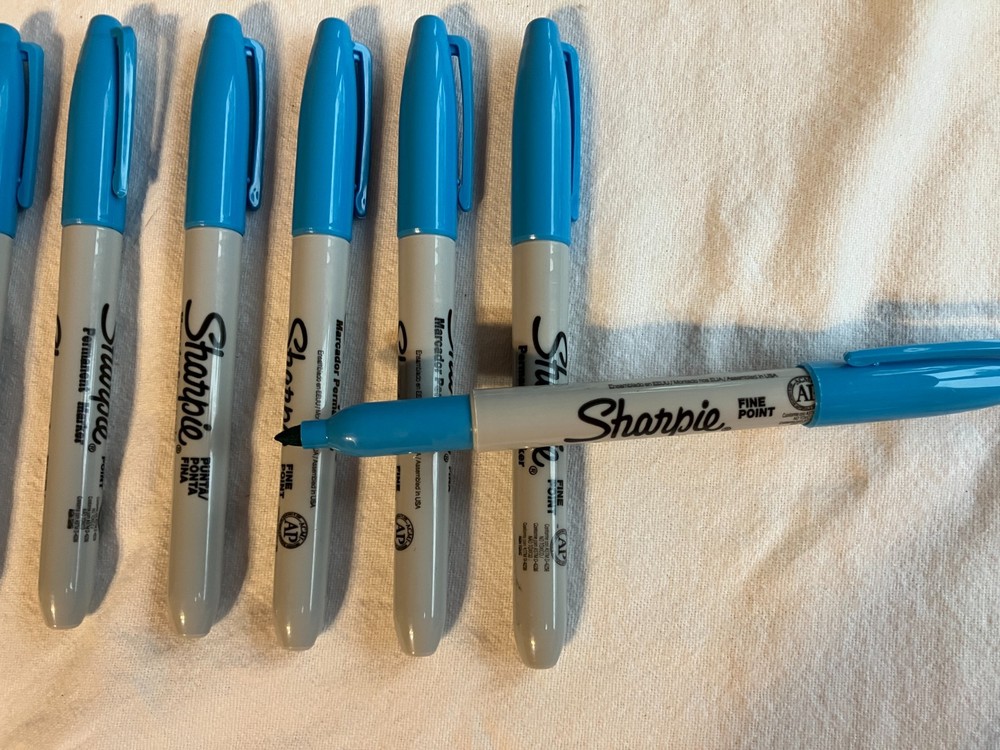 Sharpie Permanent Marker, Fine Point, Aqua, 12 Pack